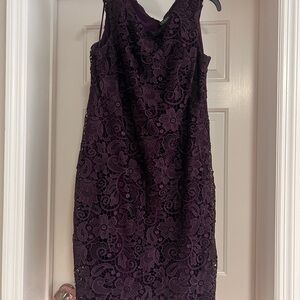 Lauren Ralph Lauren, Deep Purple Lace Midi Dress *18*